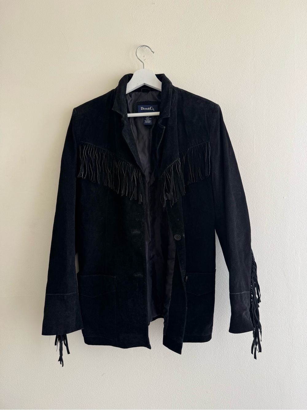 Denim&Co Black Suede Fringe Jacket - Picture 6 of 6